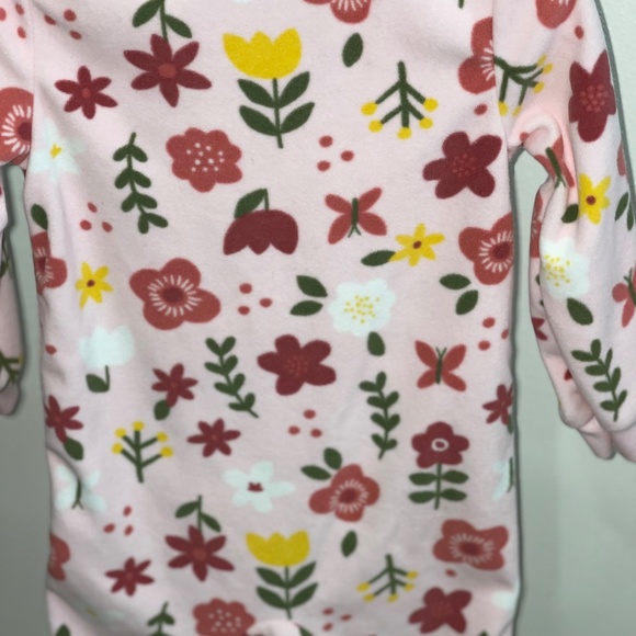 Carter's Baby Girl 24M Floral Fleece Romper Super Soft Zip Up Pink Pockets Sweet - Picture 9 of 9